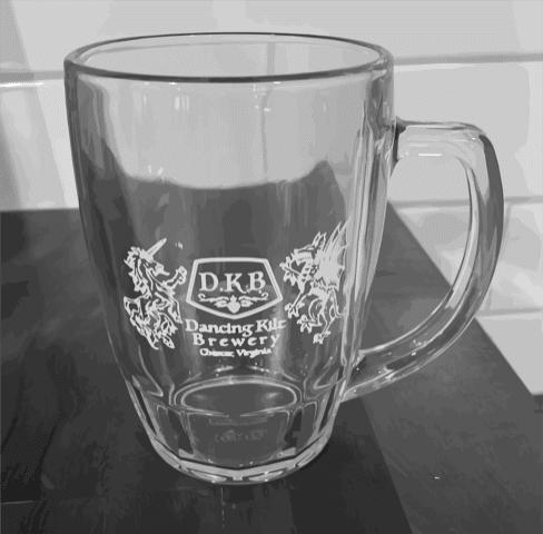 Close shot of a beer mug at Dancing Kilt Brewery
