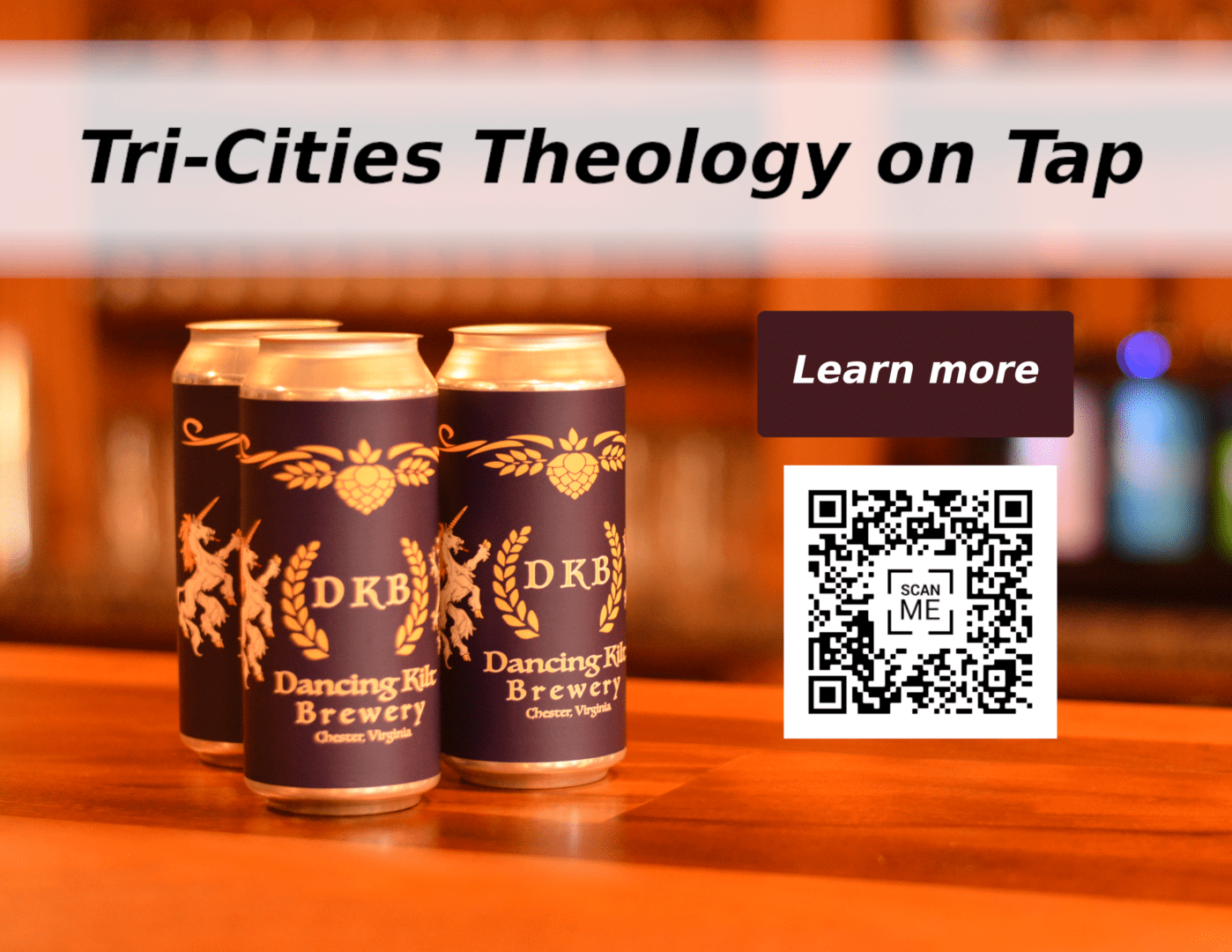 Tri Cities Theology on Tap Poster With QR Code