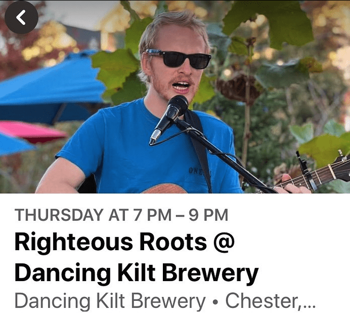 Righteous Roots at Dancing Kilt Brewery flyer