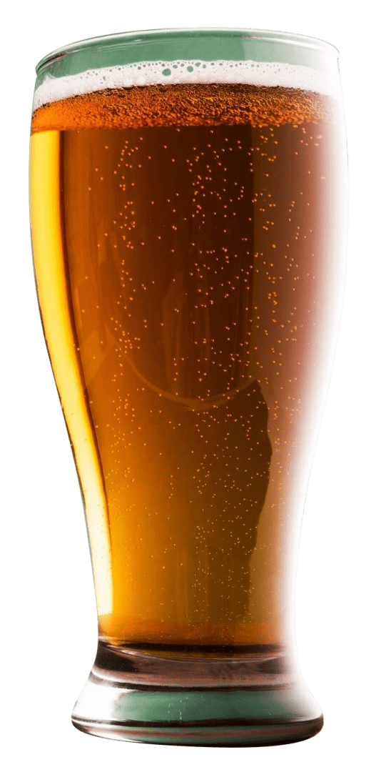 A glass of beer on a black background.