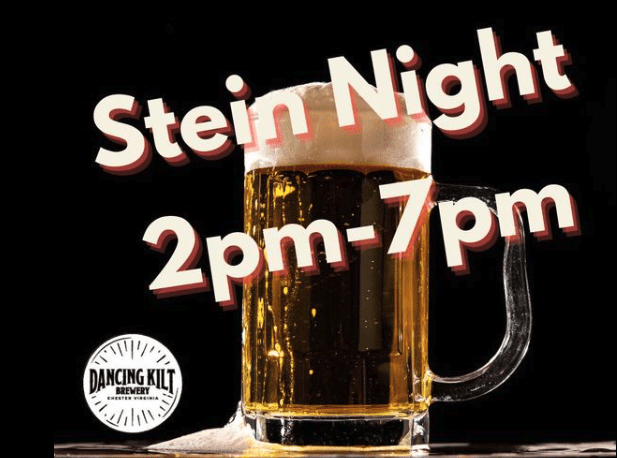 Stein night 2 pm - 7 pm.